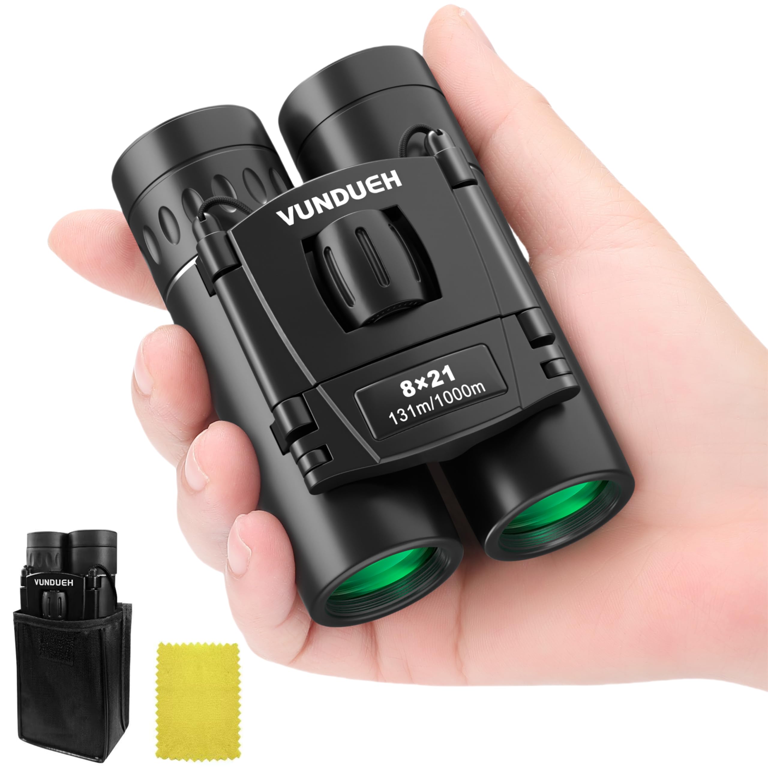 Binoculares compactos HD para adultos y niños, pequeños prismáticos de alta potencia con visión nocturna clara y con poca luz, mini bolsillo ligero e impermeable binoculares para caza, observación de 7