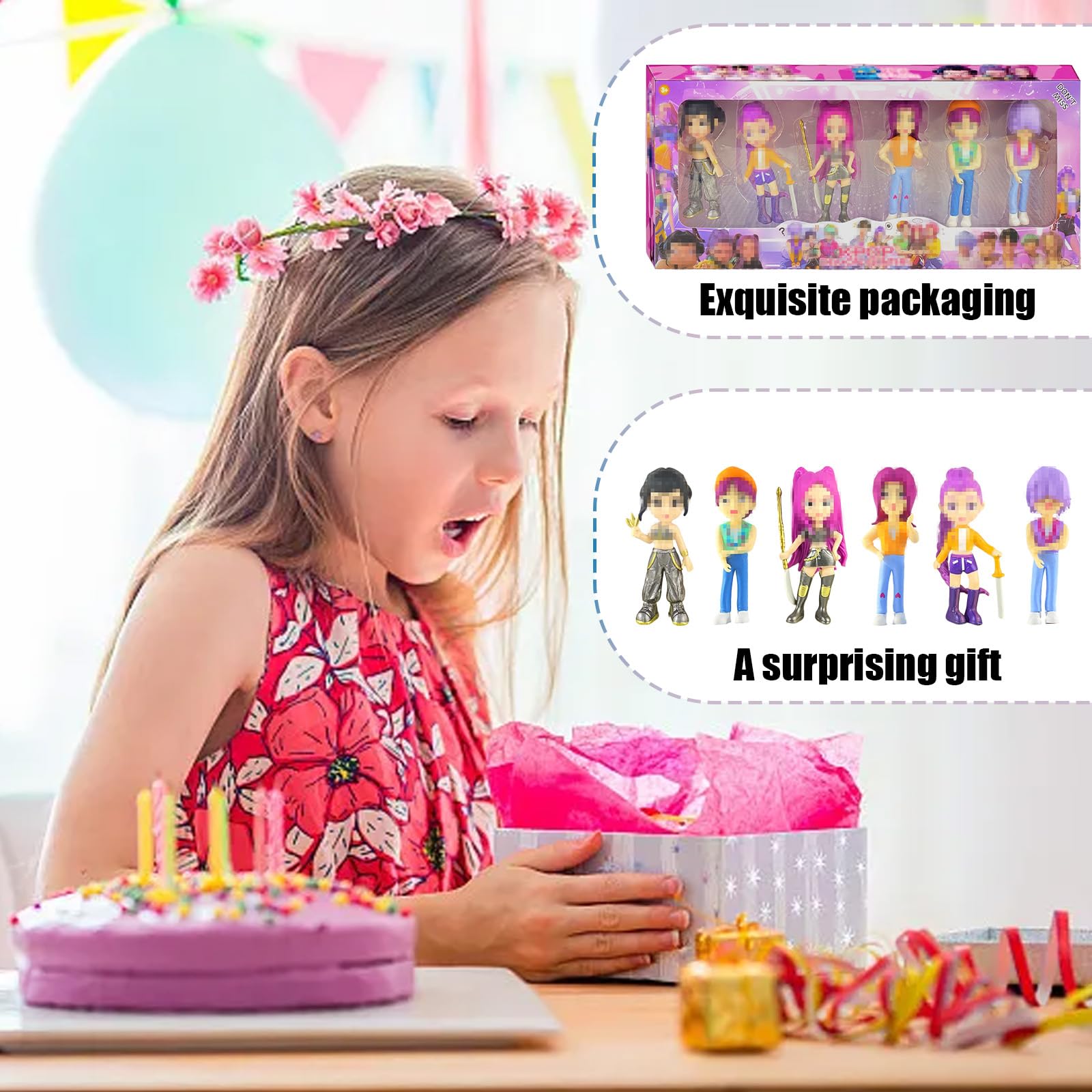 6 Pezzi Huntrs Figurine, PVC Mini Cartoon Anime Figure, Decorazioni Carine per Ufficio e Casa, Regalo per Adulti e Fan (A)