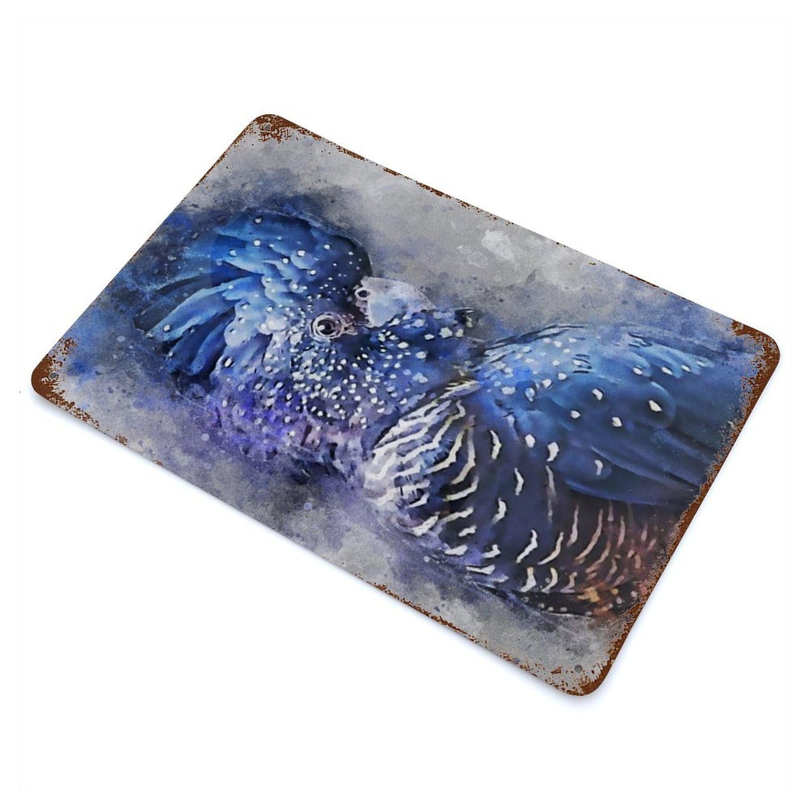Black Cockatoo Rust Effect Tin Sign 11.8"x7.9", Rustic Home Decor for Garage, Pub Or Kitchen