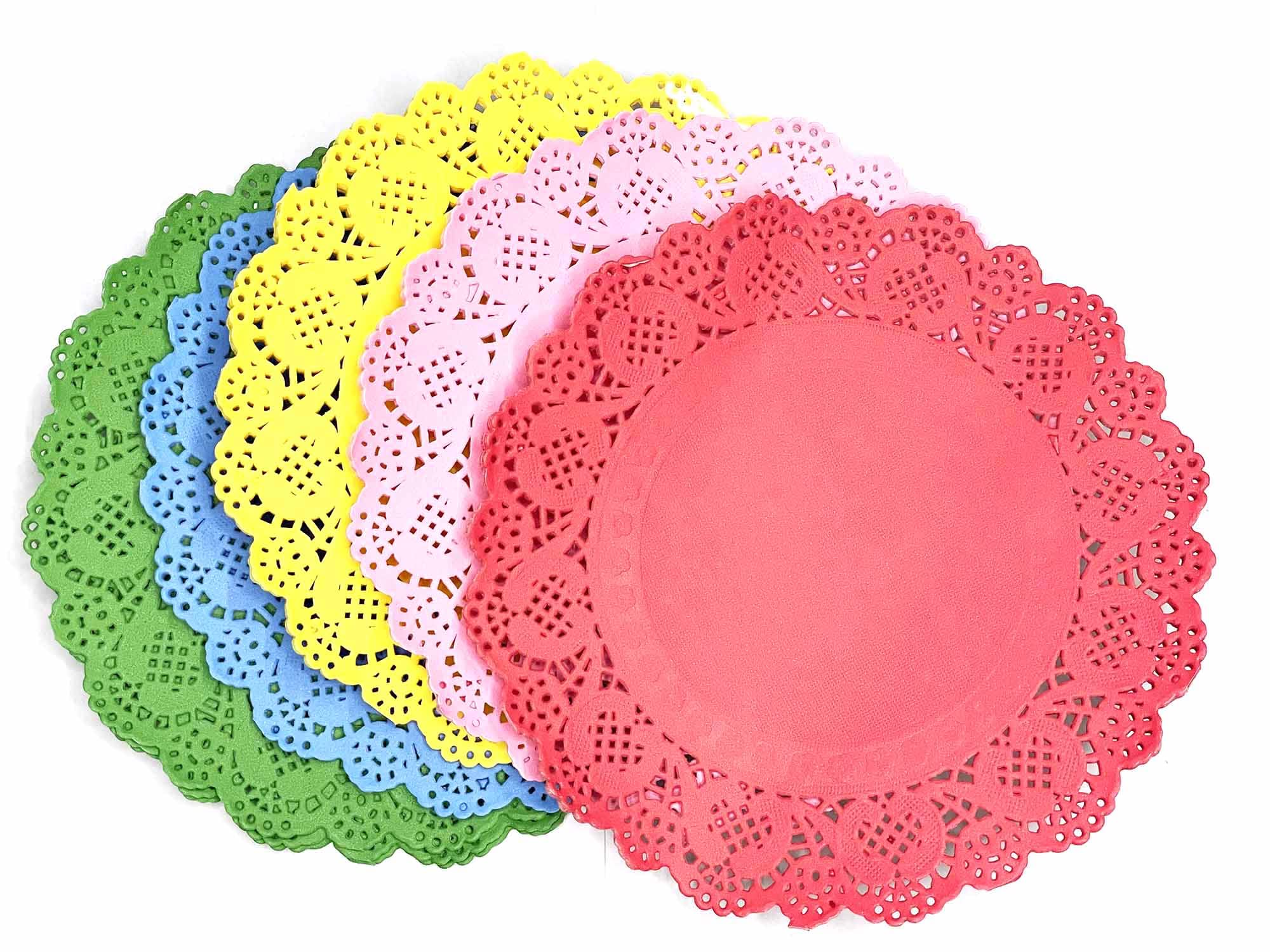 Happium Papierowe serwetki Mix 15 cm, 100 sztuk, okrągłe koronkowe talerze na imprezę, wesele, zastawa stołowa, dekoracja, jednorazowe narzędzia do pieczenia, serwetki, kreatywne materiały plastyczne