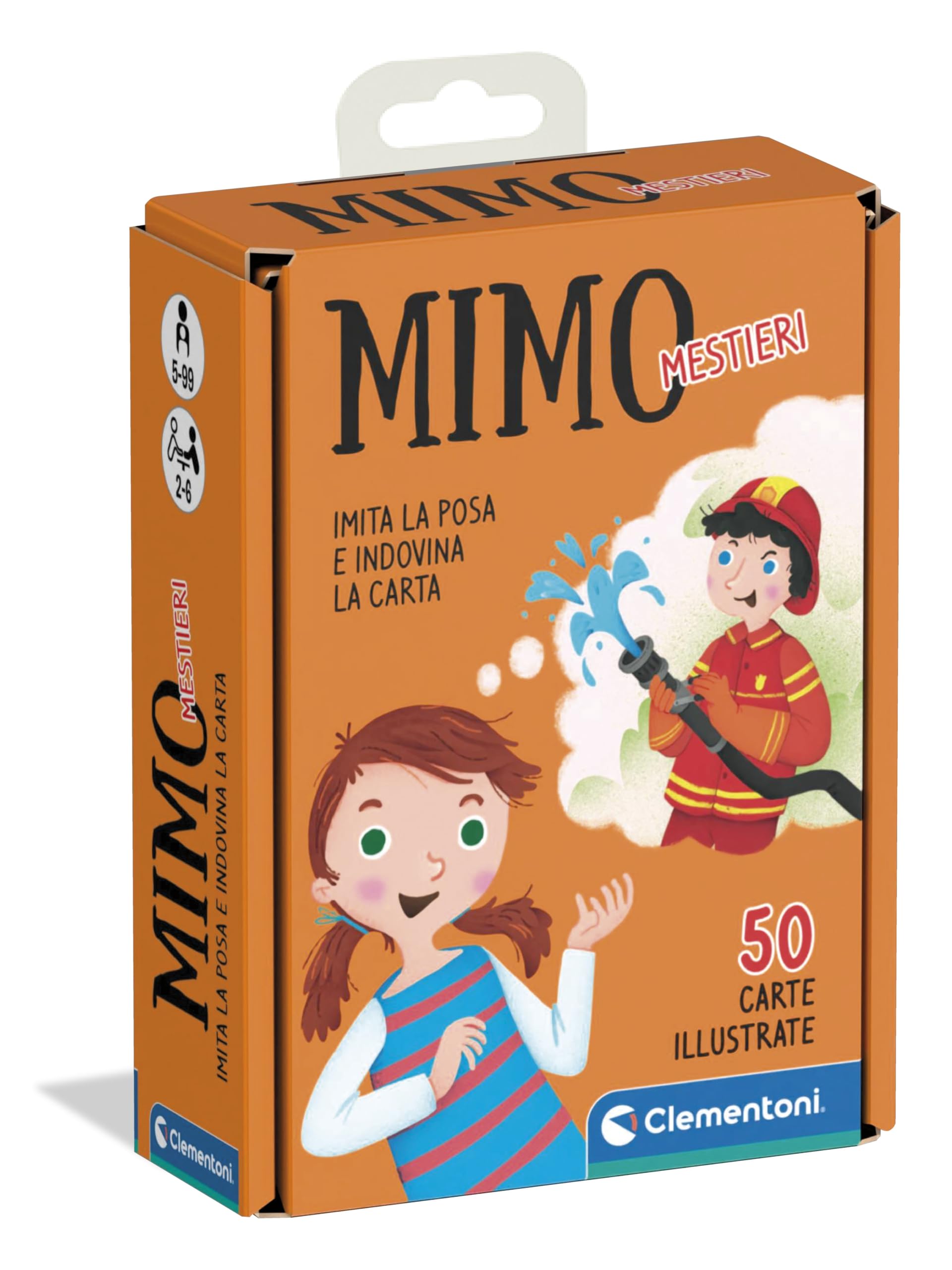 Clementoni - Mimo Mestieri, Mazzo di 50 Carte per Imitare Pose e Indovinare l'Azione, per Bambini 5+ Anni e Tutta la Famiglia, 2-6 Giocatori, Idea Regalo Made in Italy, Lingua Italiana, 16732