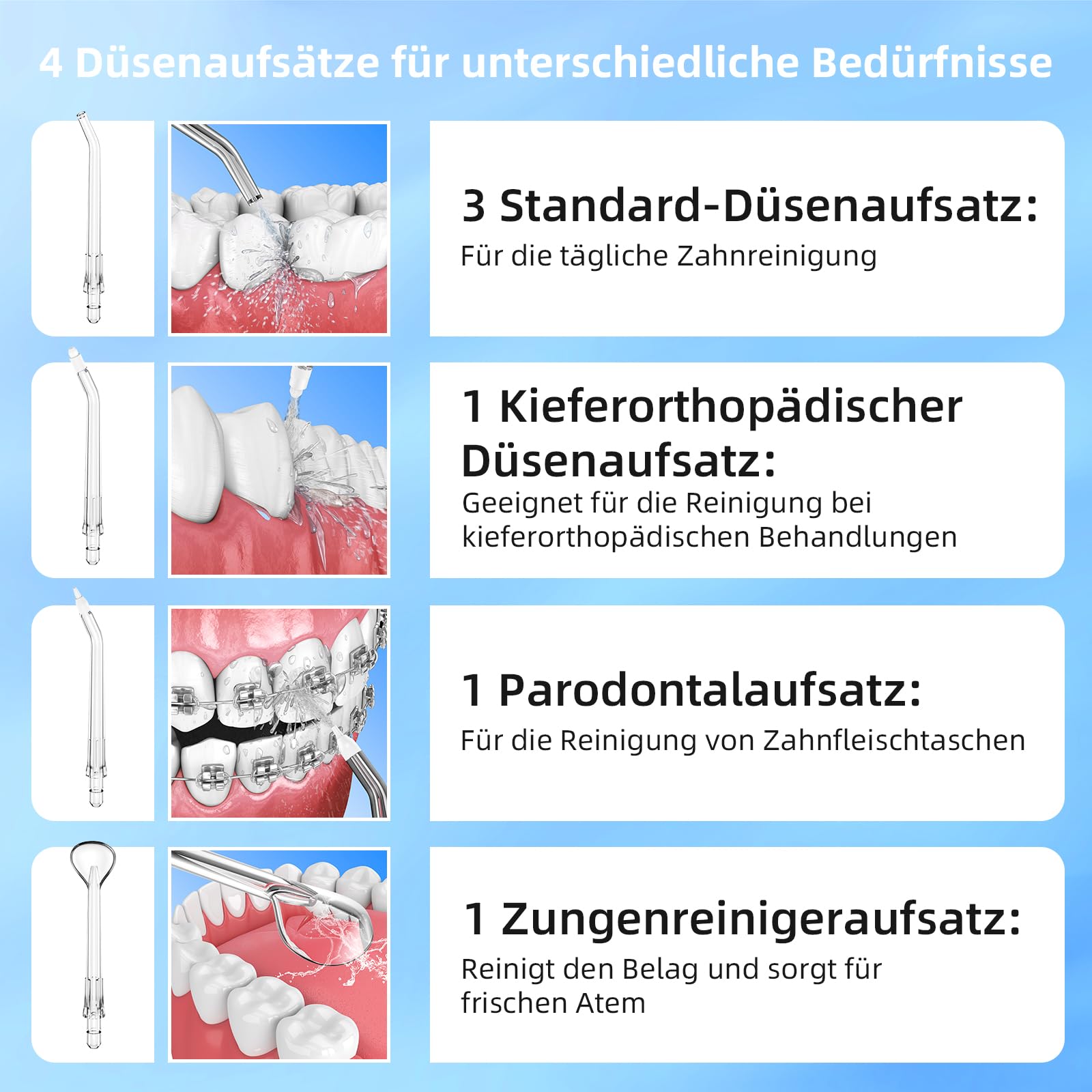 Hydropulseur dentaire électrique sans fil, 5 modes et 300 ml, hydropulseur avec 6 conseils de jet, douche dentaire portable pour enlever les restes alimentaires et nettoyer les dents cJ