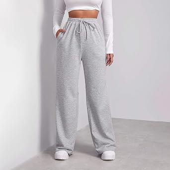 Womens Sweatpants Wide Leg Oversized Fleece High Waisted Joggers Pockets