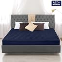 GADDA CO Waterproof Cotton Quilted Mattress Protector King Size (84x72 Inch | 7x6 Ft) | Breathable Hypoallergenic Noiseless Ultra Soft Elastic Fitted Bed Protector | Washable Bed Cover - Dark Blue gallery image