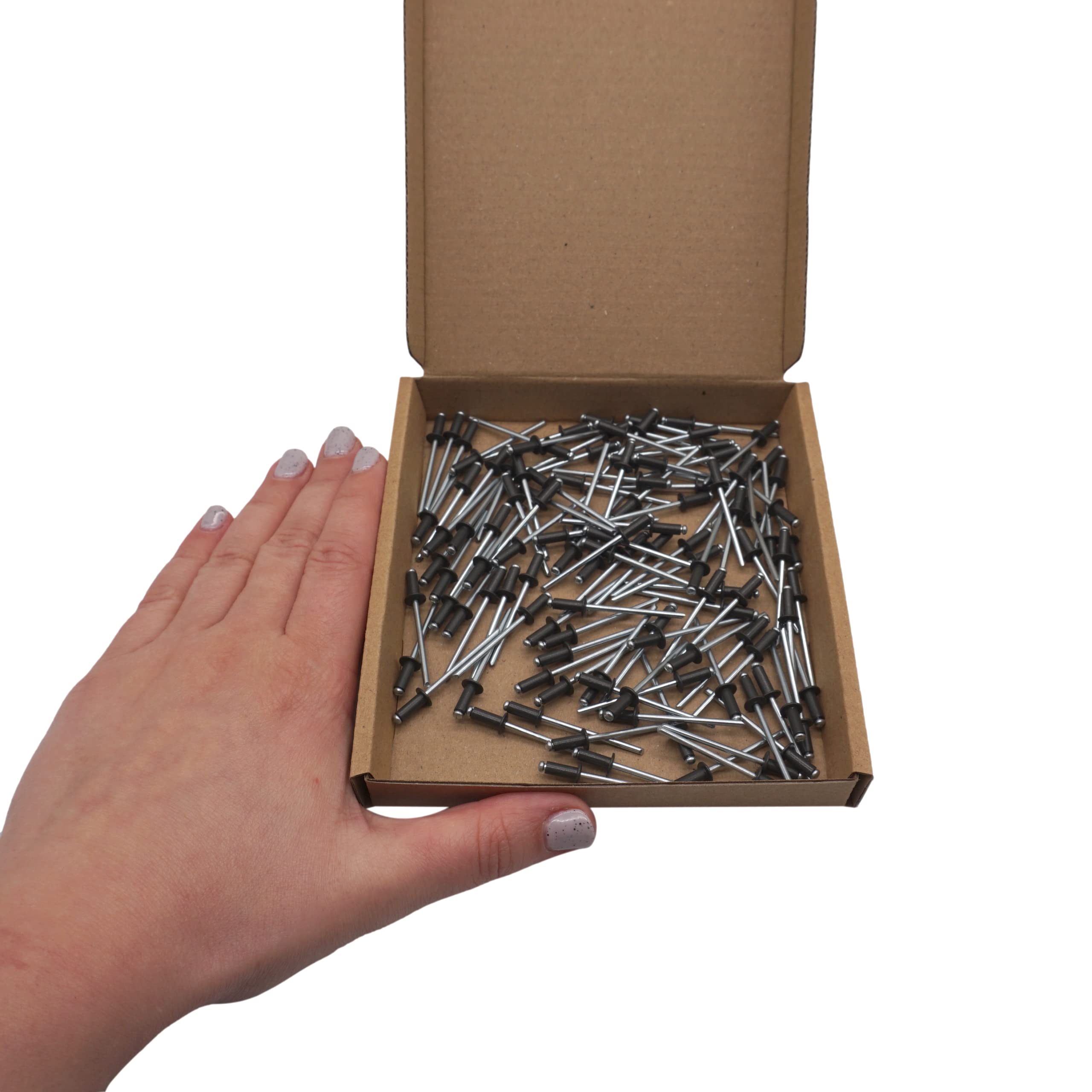 SKIR'CO (150 stuks) Geschilderde Blinde Klinknagels 4,0 x 16 mm, Aluminium Pop Klinknagels, Boor Inbegrepen (Antraciet Grijs RAL 7016