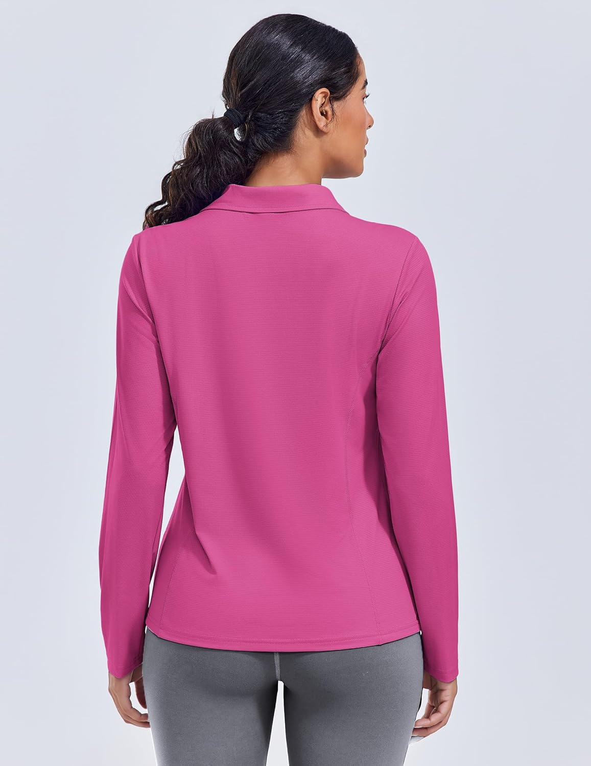 PINSPARK Long Sleeve Shirts for Women UPF 50+ Sun Shirt Workout Tops Quick Dry V Neck Athletic Running Hiking Golf Polo S-3XL - Image 2