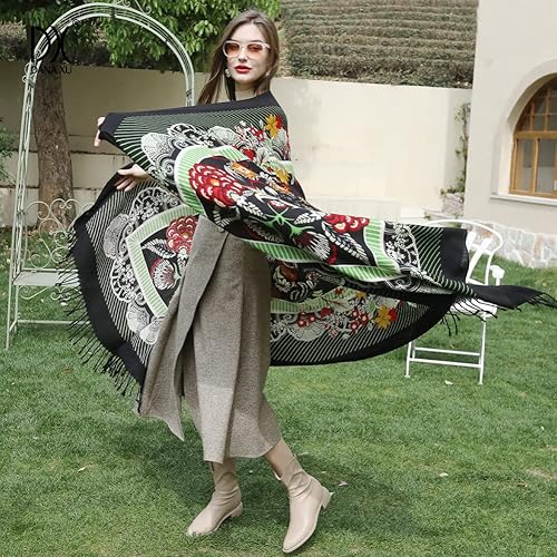 Miniatura 231 de DANA XU Manta de pashmina extragrande 100% de lana merina, bufanda de viaje, bufanda de cachemira para mujer, otoño e invierno, chal de gran