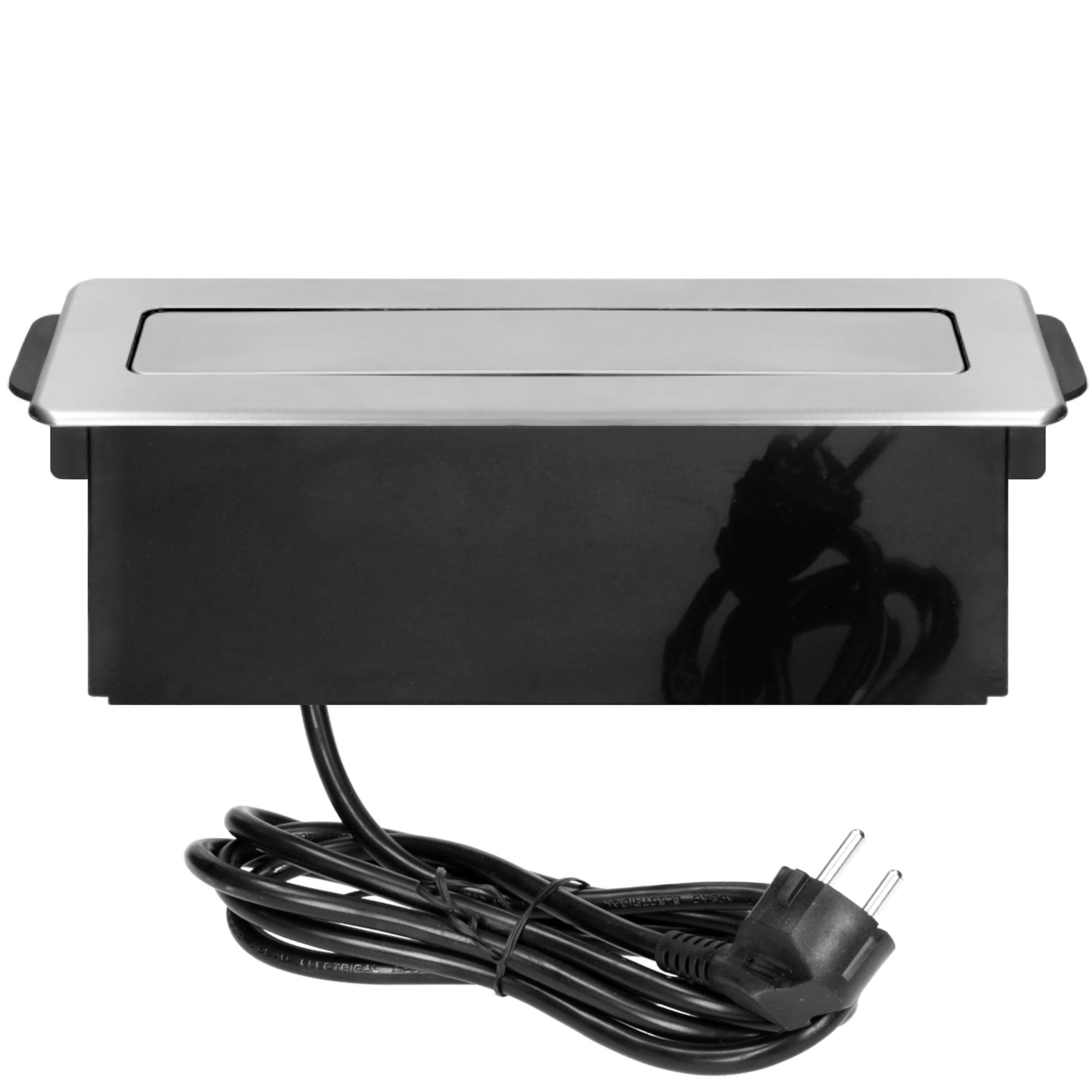 ORNO Regletas Enchufes Enchufe con USB Elegante Carcasa con Panel INOX De Acero Inoxidable con Tres Enchufes F con Conexión A Tierra Y 2 Entradas USB (3 Tomas de Corriente)