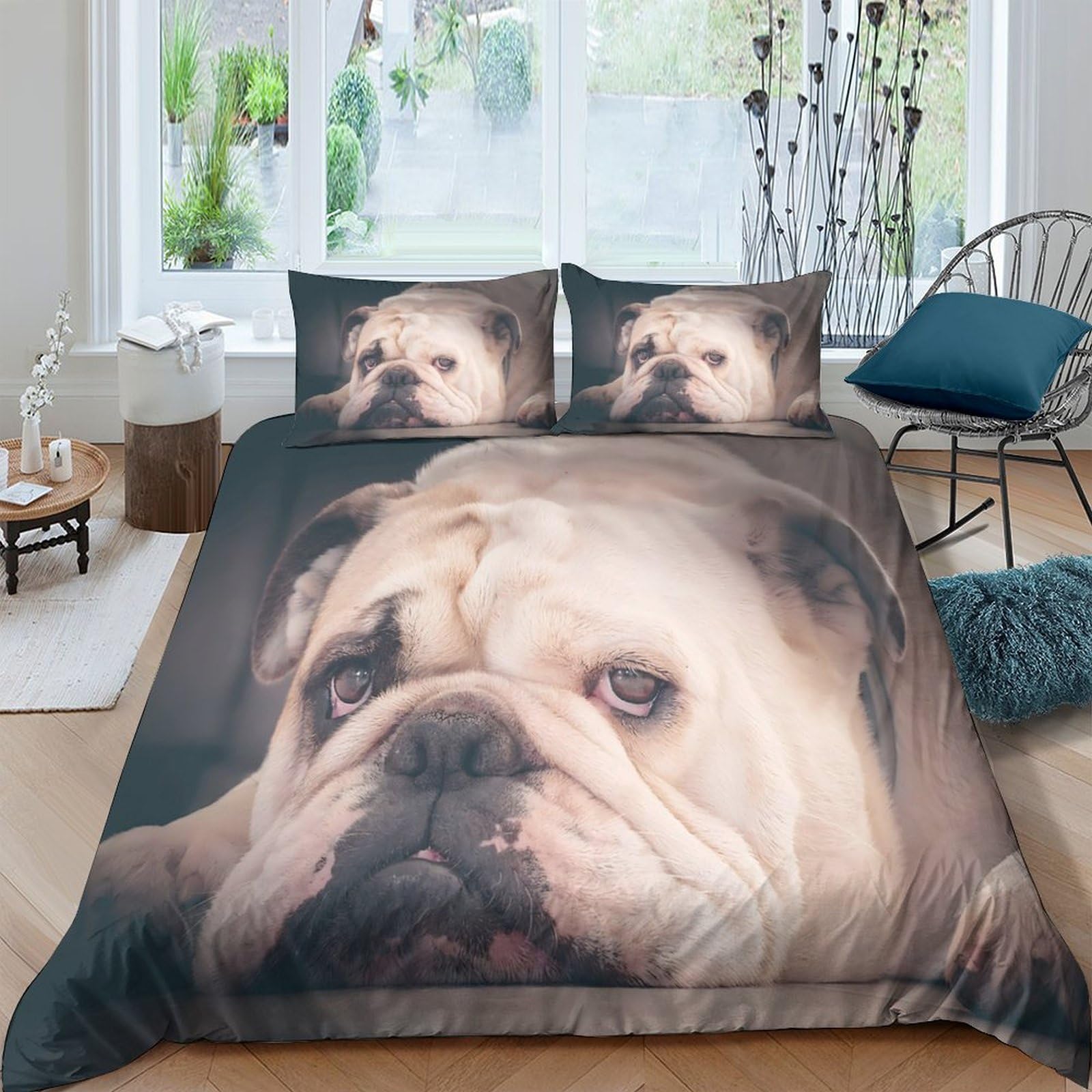 Ctjqhvkz Style-1 3D Printed Bulldog Design Fitted Sheet Microfiber Soft Bed Sheet For Bedroom, Dorm, Guest Room Mattress Protection Decor Single（135X200cm）