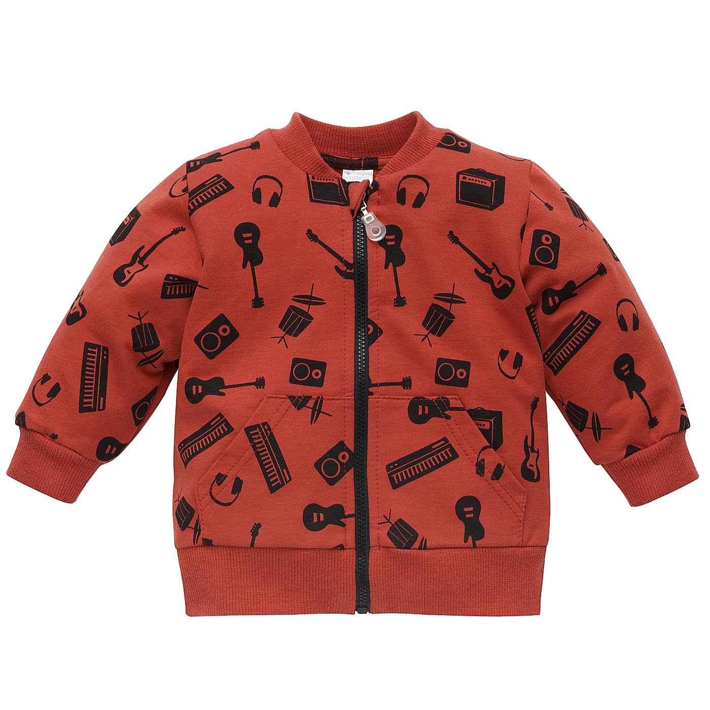 Pinokio Baby Jacket Happy Day, 100% Cotton Black, Unisex Gr. 62-110, Sudadera Niños Bebes, Red Lets Rock,