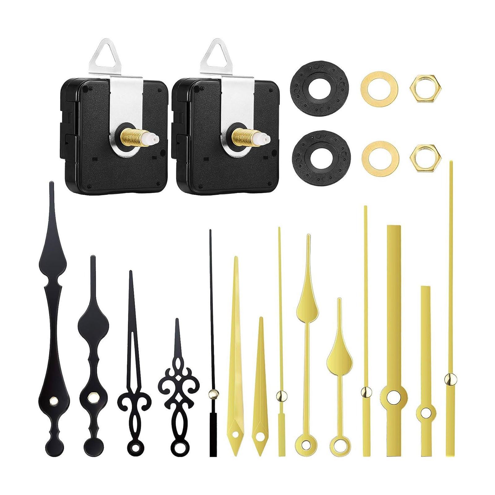 HZBB Pendulum Clock Movement Part Black/Gold Movement Set for Repair or Replacement Long Shafts Mechanism