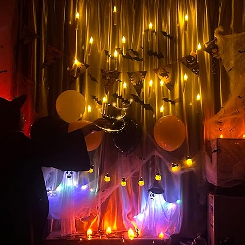 Miniatura 2 de Velas flotantes - Velas flotantes con varita, velas flotantes con pilas, velas colgantes para ventana, velas de techo para decoración navideña