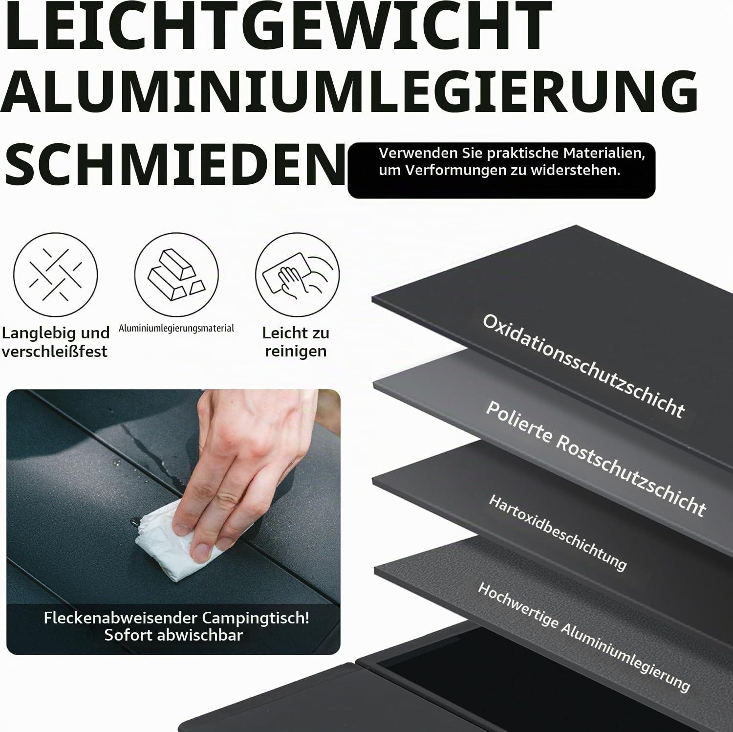 Naturehike Campingtisch Klapptisch aus Aluminium rollbar Camping Tisch klappbar Falttisch leicht für Picknick Party Garten Wandern Reisen Falttisch mit Tragetasche für