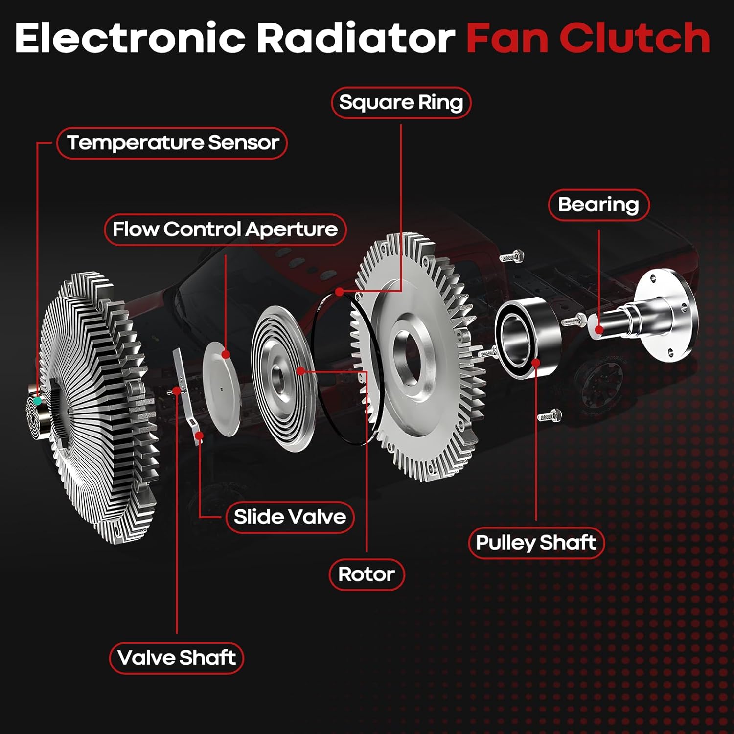 22059 Fan Clutch Electronic Radiator Cooling Fan Clutch Compatible with 2011-2020 Ram 1500, 2011-2019 2500, 2011-2018 3500, 4000, 1500 Classic & Dodge Ram 1500/2500/3500 Pickup, Ram 4000