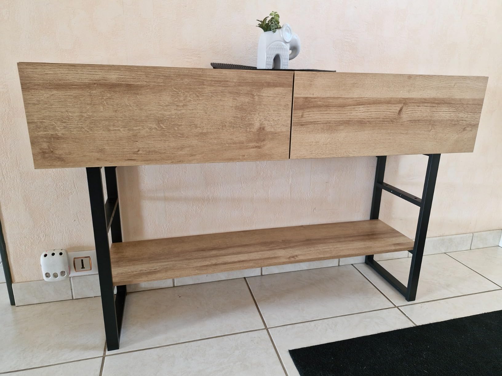 HOMCOM Table Console Table de Drapier Style Industriel avec Étagère de Rangement 2 Tiroirs pour CouloirSalonChambre Armature Métallique Gris HOMCOM Table Console Table de Drapier Style Industriel avec Étagère de Rangement 2 Tiroirs pour CouloirSalonChambre Armature Métallique Gris