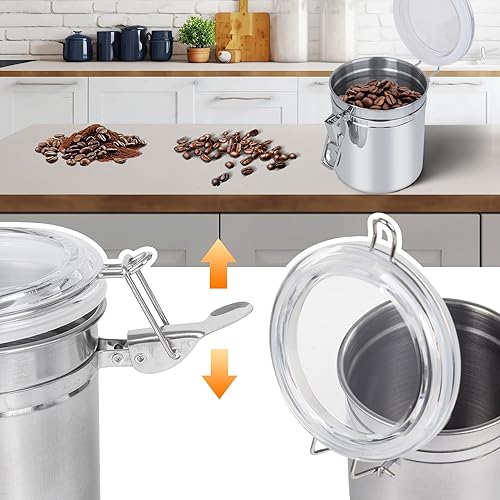 Miniatura 6 de Café de acero inoxidable, recipiente de almacenamiento de alimentos hermético grano de café B 5.1* 4.3 in tarro de té azúcar leche en polvo (B 5.1 *