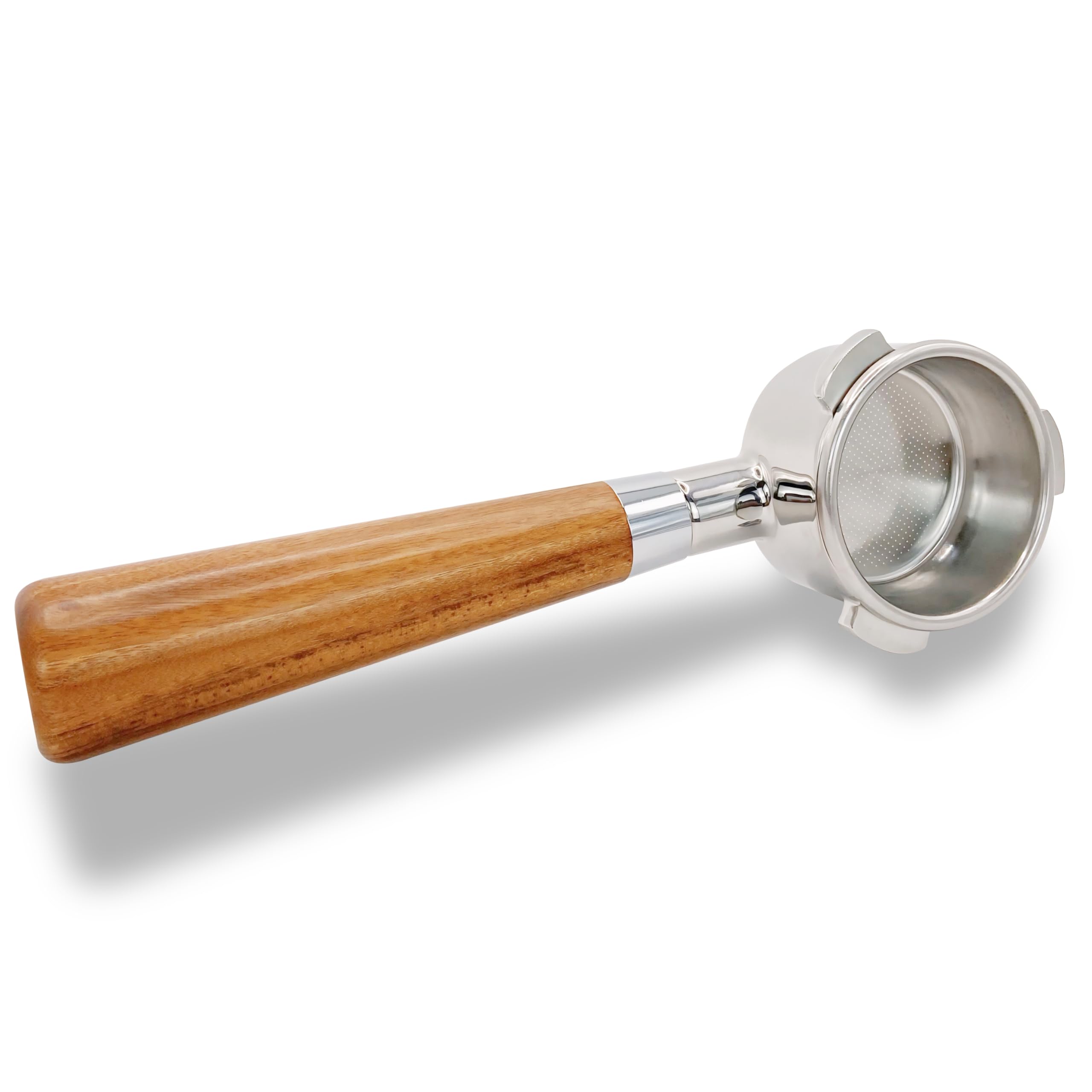 Generic 54mm Bottomless Portafilter - Portafilter for Espresso Machine - 54mm Portafilter Basket - Bambino Portafilter -Barista Portafilter - Accessories Kit - Wood Portafilter., Small, Brown