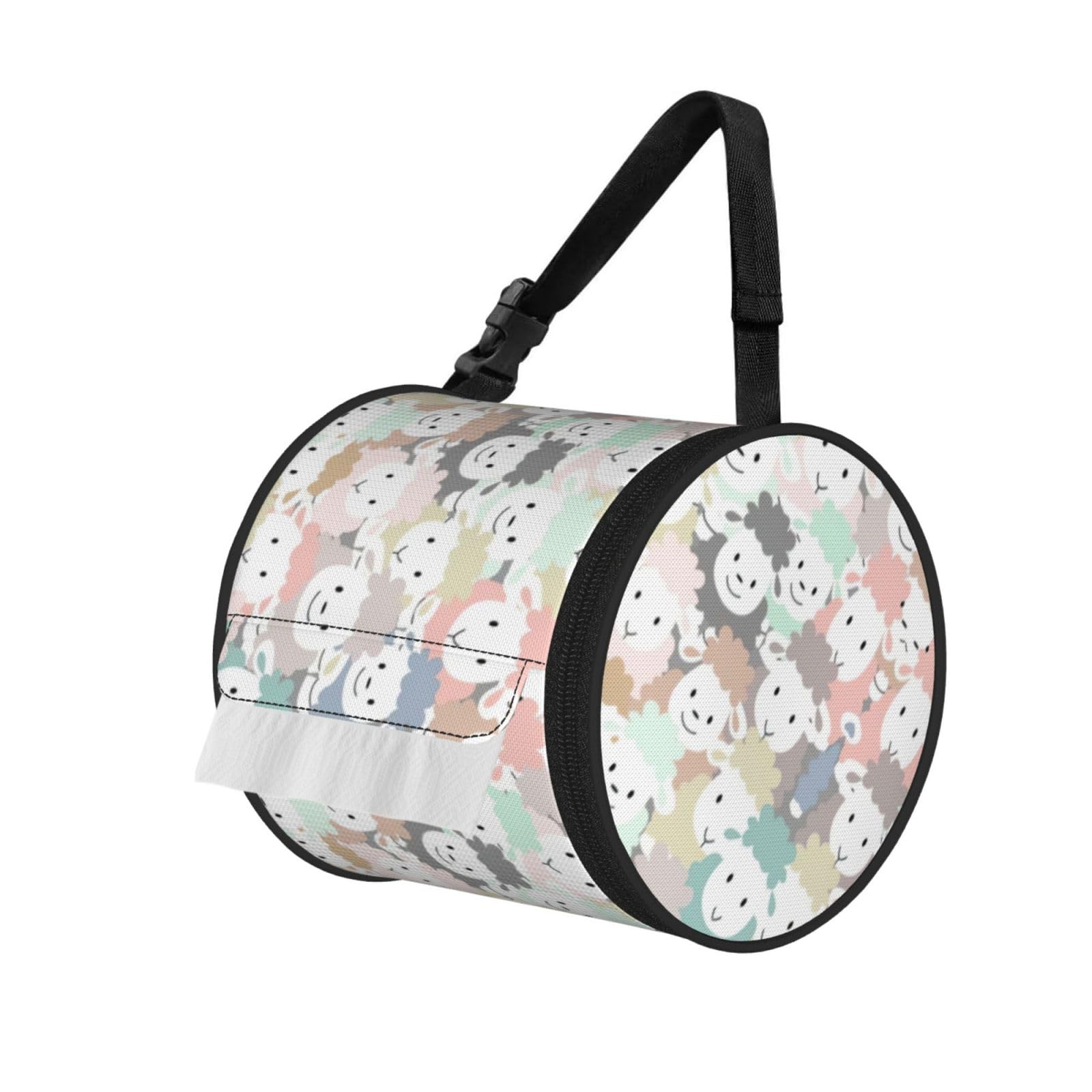 Cute Colorful Sheep Cartoon Pattern Print Fashion Tissues Organizer Box, Hanging Tissue Holder For Purse Coins For Car Office Daily Outing