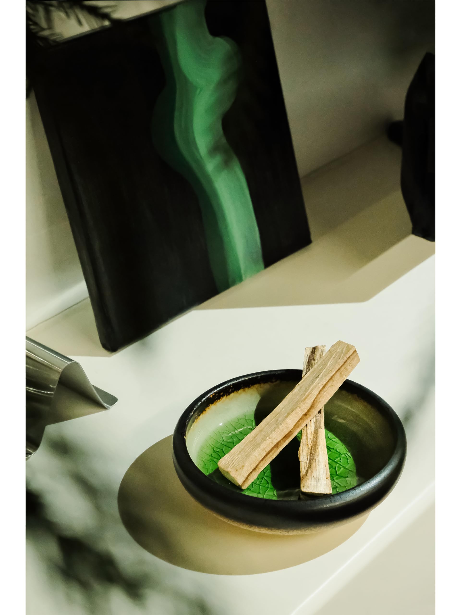 BEYLAB Japanese Ice cracks incense holder ceramics, 3 in 1 Incense burner for Palo Santo Sage, Sticks Coil Cones, smudge bowl - Image 2