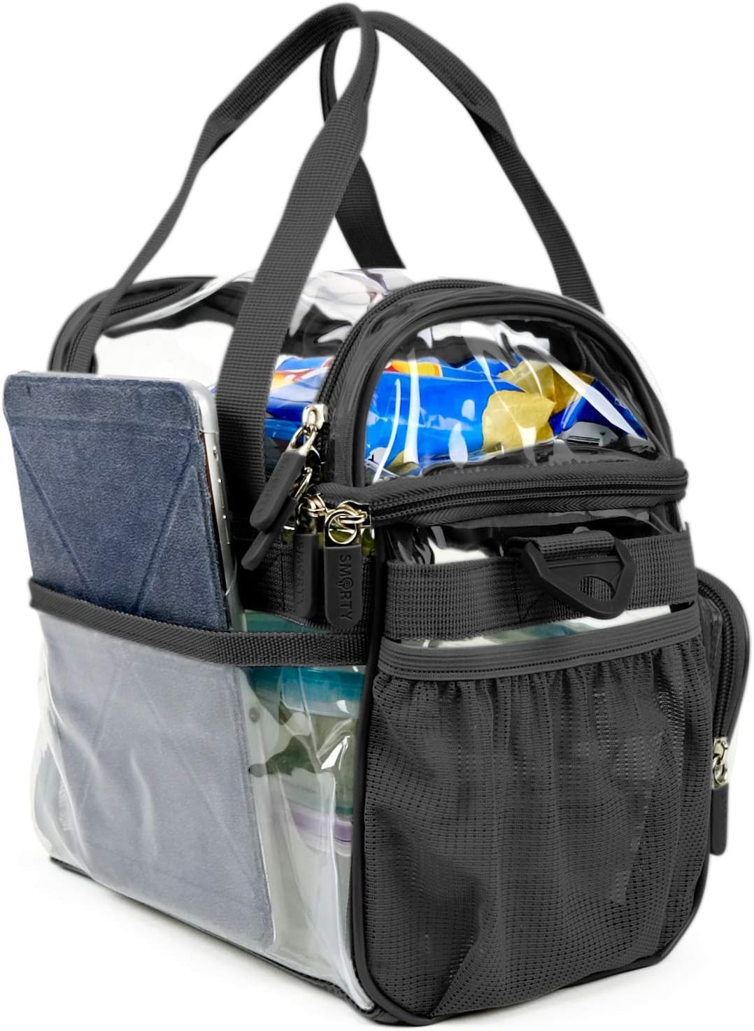 SMARTY Small Heavy Duty Clear Lunch Tote Stadium Bag Approved Durable Crossbody Makeup Cosmetic Box Football Basketball Baseball Games Concerts Men Women School Work (Bold Black, 10 x 9.5 x 6) - Image 5
