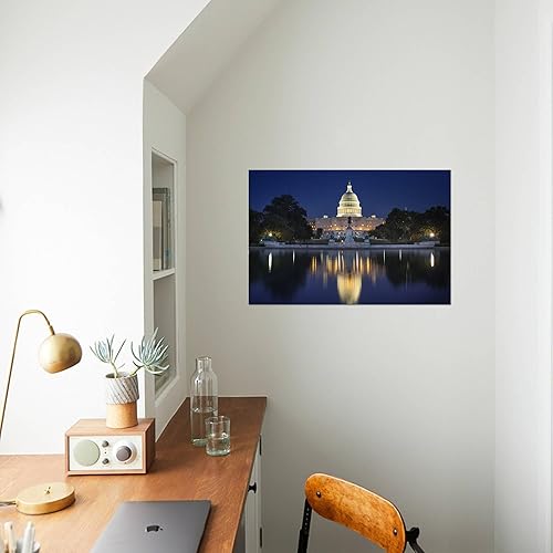 Miniatura 3 de ART.COM Lienzo decorativo para pared, diseño del Capitolio de Estados Unidos y piscina reflectante, por Jon Hicks, decoración de lugares, 24 x 16
