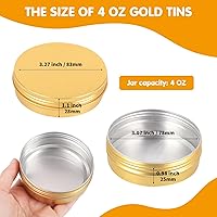 Vista 2 de Paquete de 12 latas de 4 onzas, latas redondas para ungüento, lata de aluminio dorado de 4 onzas con tapas, recipientes de lata de metal