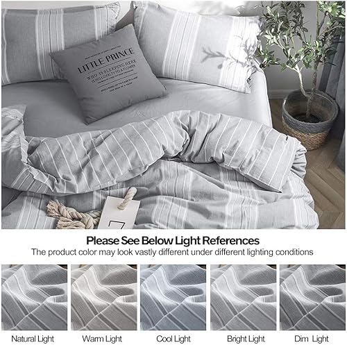 Miniatura 6 de BISELINA  Juego de funda de edredón de lino belga 55% lino 45% algodón con cierre de botón suave y transpirable