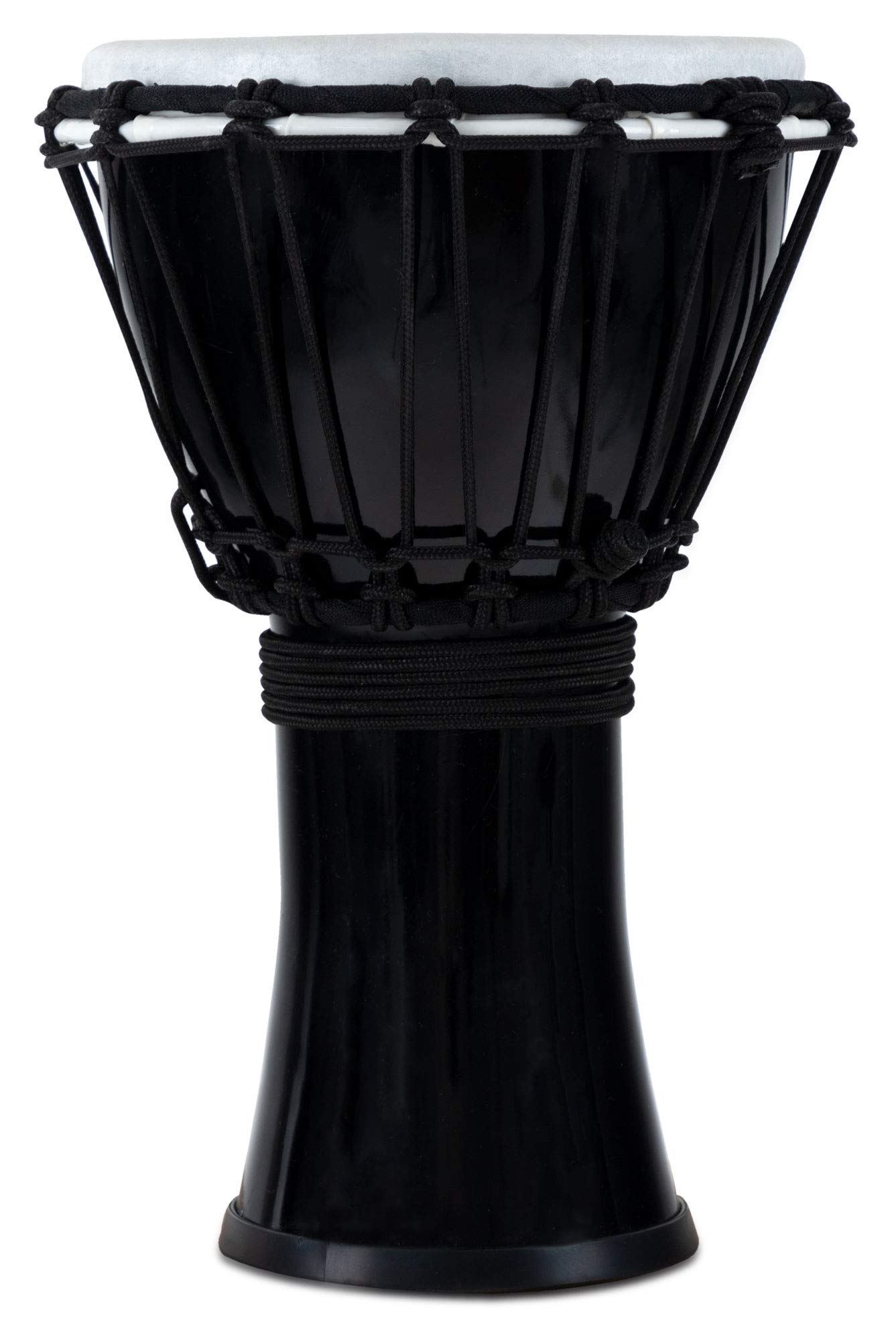 XDrum Djembe 7" negro, Djembe estilo africano, Diámetro: 7" (18 cm) | Altura: 12" (31 cm), Fabricado en PVC, Sistema de afinación con cuerda, Parche de plástico con aspecto natural, Base de goma