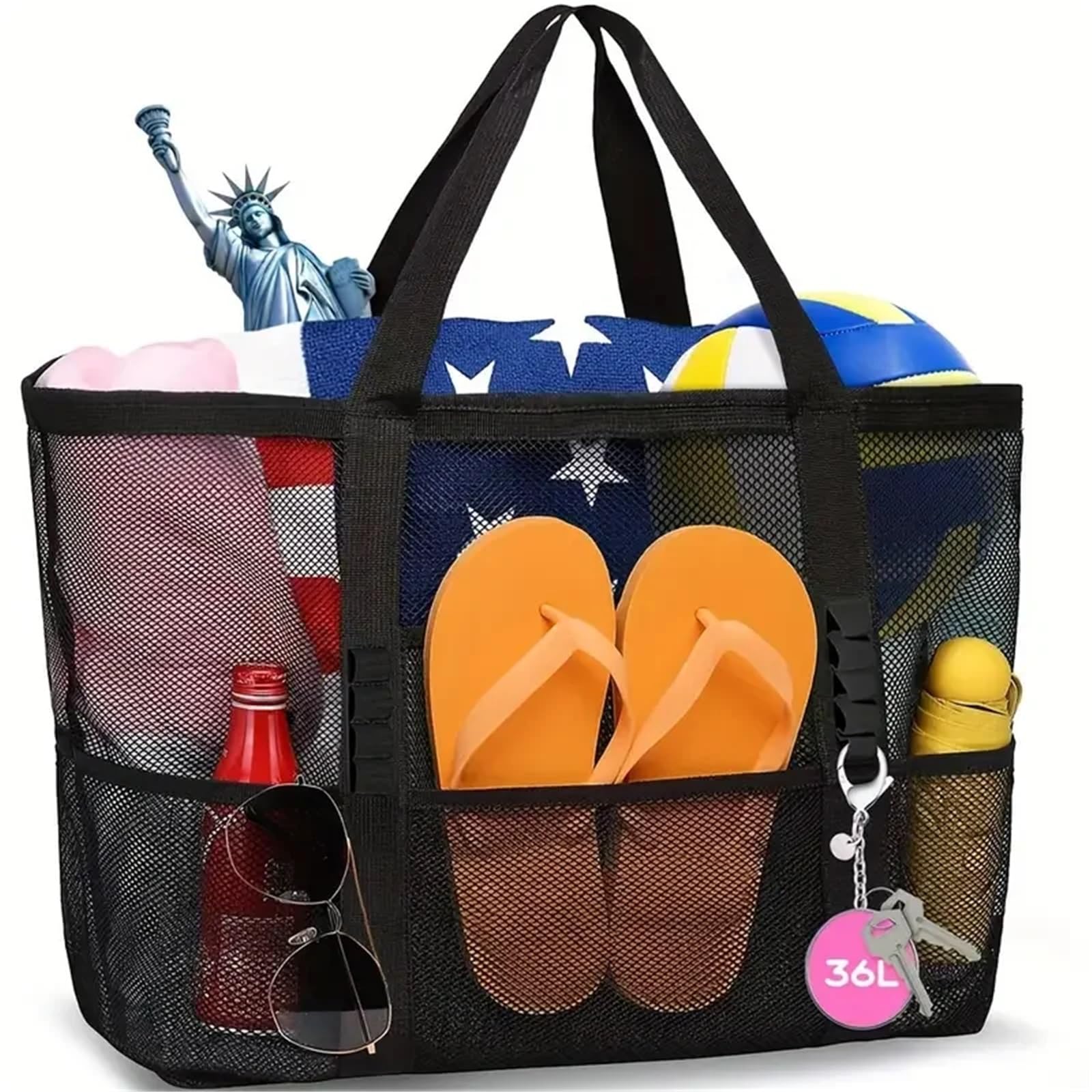 Sac fourre-Tout de Plage en Grande capacité, Plusieurs Poches, Pliable et léger