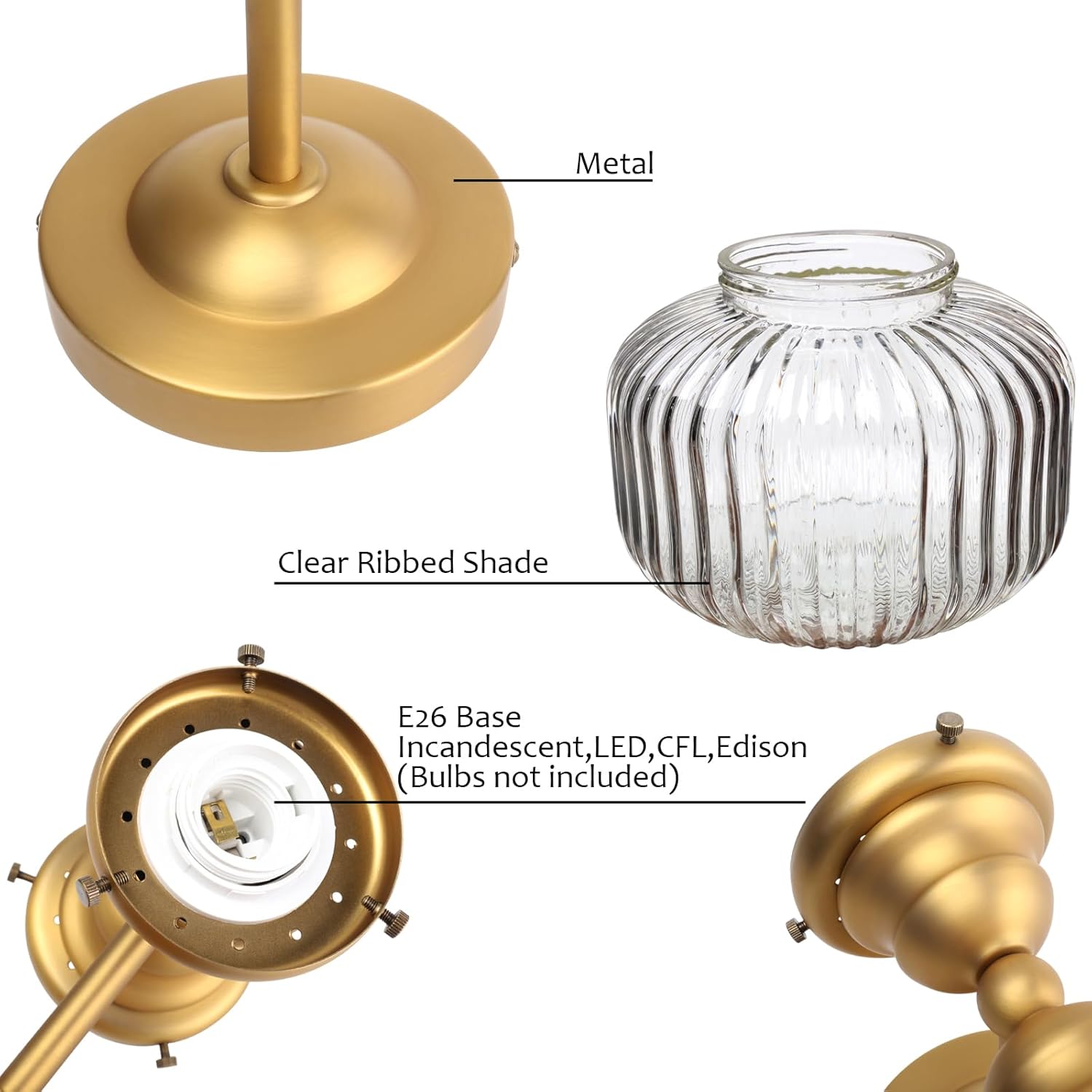 Pathson 2-Head Striped Globe Wall Sconces, 2-Lights Bathroom Vanity Light Over Mirror, Brass Vintage Bathroom Sconce Lamp for Living Room Bedroom Above Mirror
