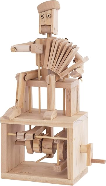 TIMBERKITS Accordion Player Automata Musician Mechanical Wooden Puzzle-Model Construction kit, Wood