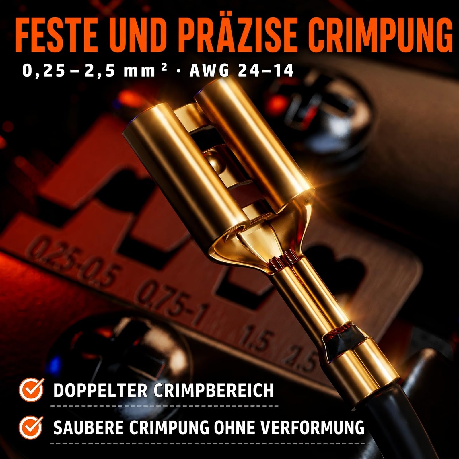 PEBA Crimpzange Flachsteckhülsen Set, 20 Arten 2,8/3,9/4,8/6,3mm Flachsteckhülsen, Crimpzangen für 0,25-2,5mm² Flachsteckhülsen/kabelschuhe Flachstecker, mit Abisolierzange, Flachsteckhülsenzange