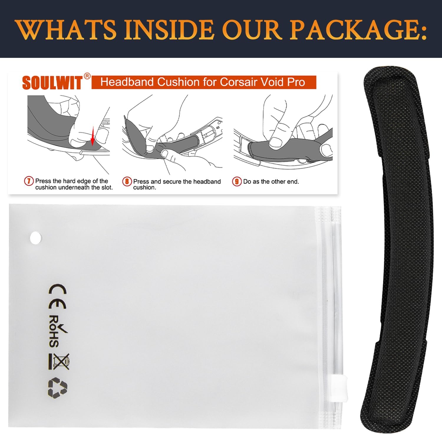 SOULWIT Mesh Headband for Corsair Void(Pro/Elite) - Black image 4
