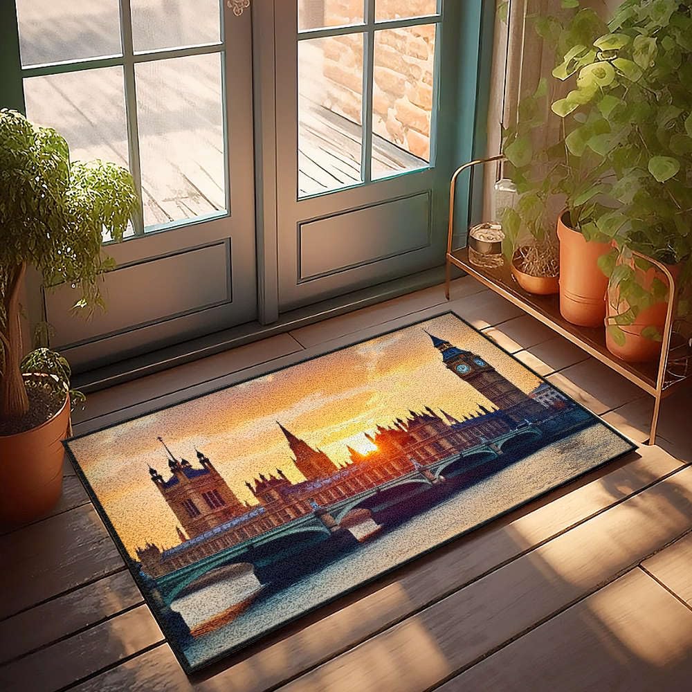Paillasson extérieur Londres Westminster tapis de sol 50x80 cm pour entrée de terrasse et jardin