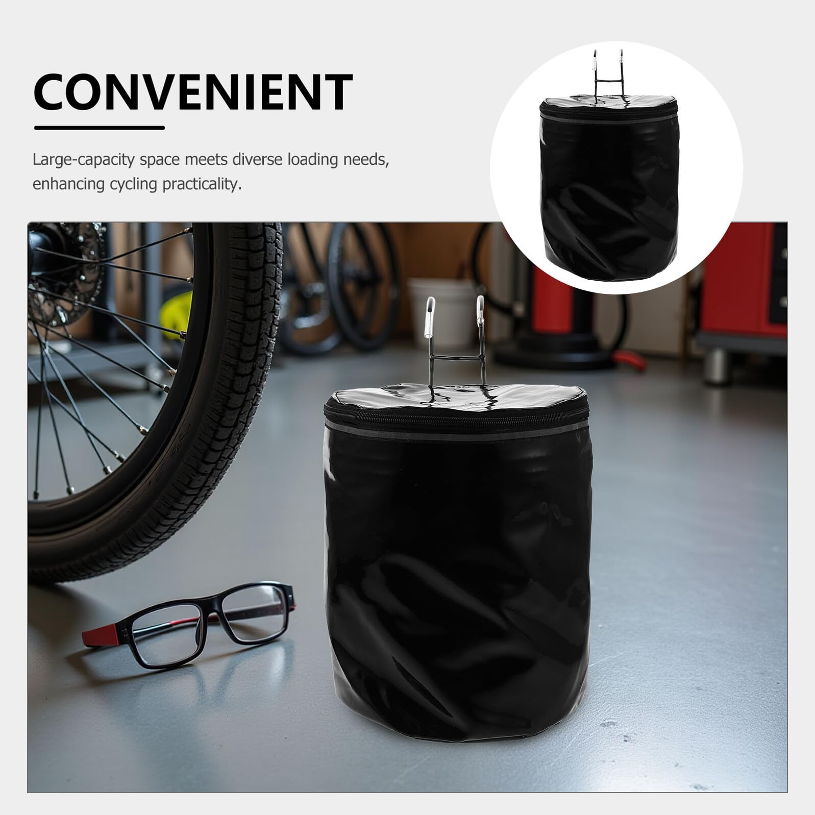 Cestino Anteriore in Tela con Zip per Bici Elettriche e Cruiser Borsa Portaoggetti Manubrio con Ganci e Striscia Riflettente per Spesa e Trasporto Quotidiano