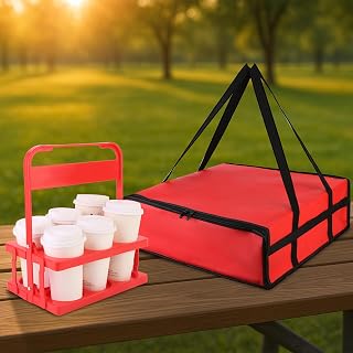 Insulated Bag-Pizza Bags for Delivery & Plastic Portable Drink Carrier，20"x 20"x 6" Doordash Warmer/Hot Food BCarrier Box，Termicas/Warming/Heat Carrying out Insulation Large Bag, Keeping Cooler