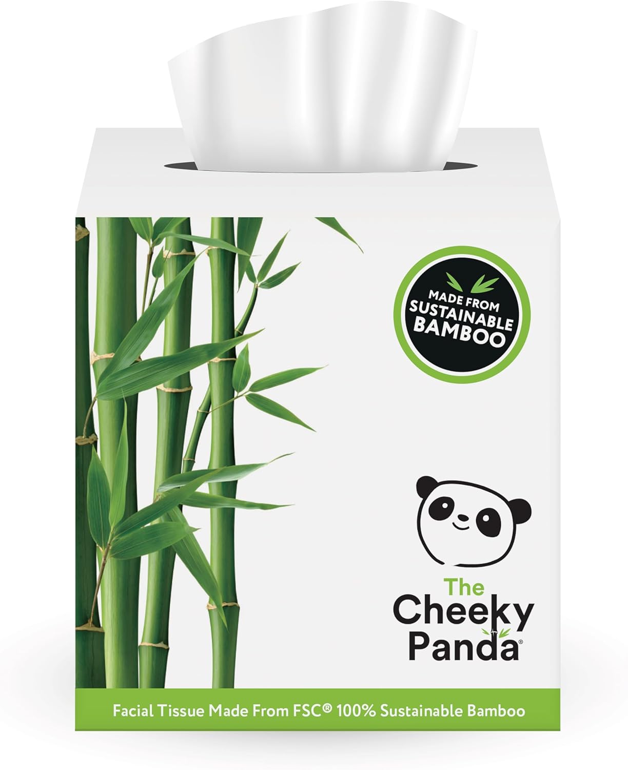 The Cheeky Panda Bamboo Facial Tissues Boxes | 12 x Tissue Boxes | Soft 3 Ply Bamboo Tissue Paper Bulk | Sustainable Tissues Cube Box White 56 Count (Pack of 12)