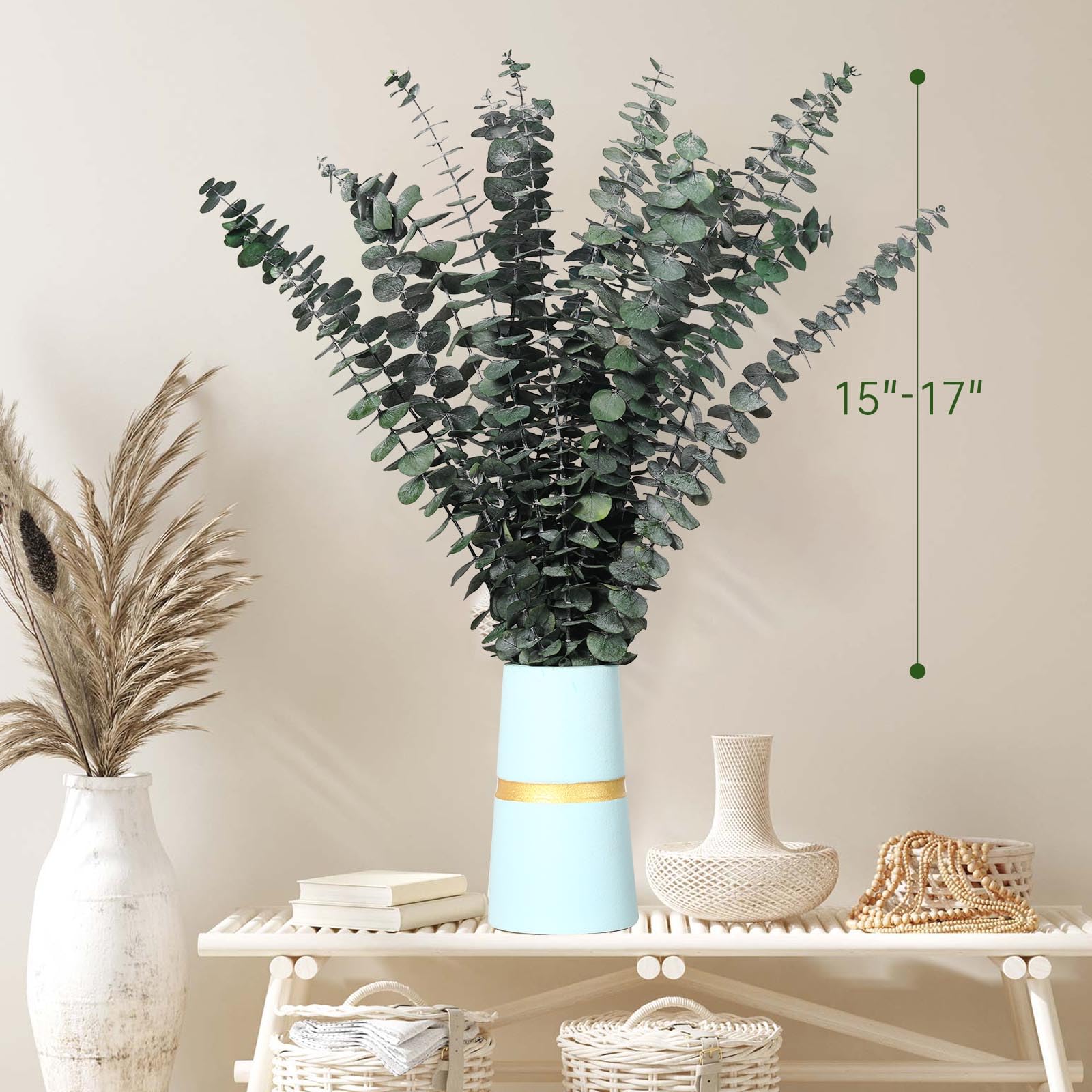 Lot de 30 tiges d'eucalyptus séchées pour suspension de douche, décoration
