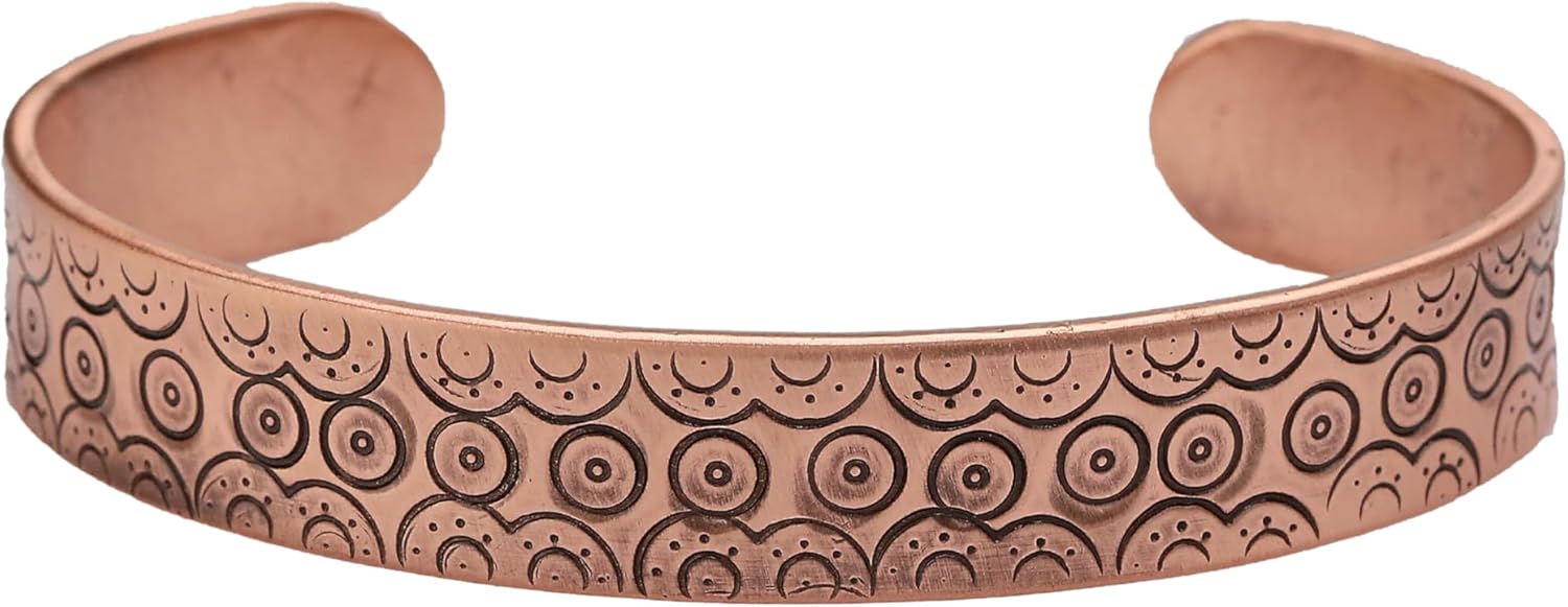 Handmade Pure Copper Bracelet for Women and Men - Thickest Copper Bracelet for Pain Relief and Stress Relief - Adjustable Carved Copper Bracelets to Fit many Size Wrist -The most ideal thickness, with a thickness of 2 mm, easy to shape. (Plain)