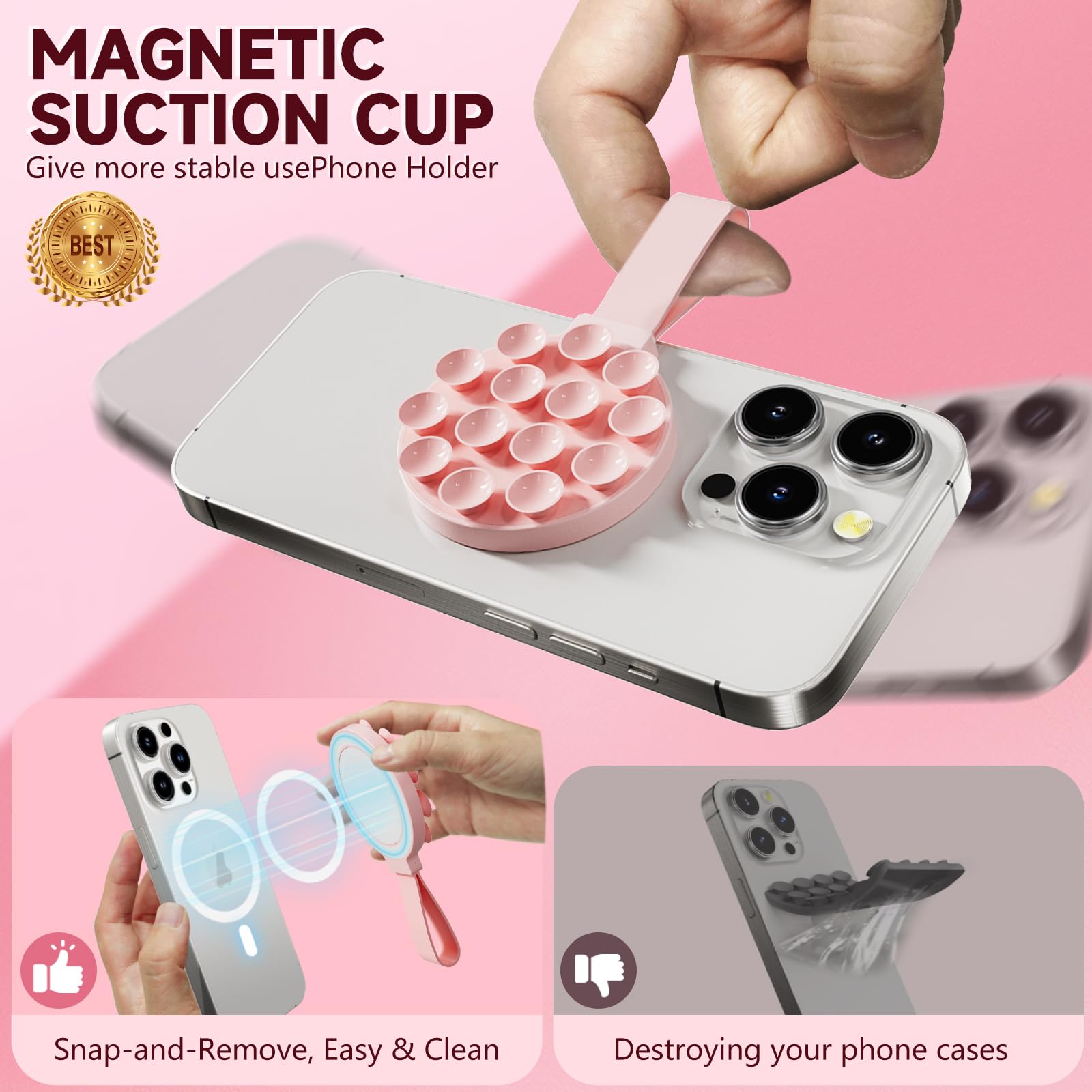 JOYROOM Supporto Telefono A Ventosa Magnetica – Per IPhone 12-15, Magsafe, Selfie, Video, TikTok, Per Specchio, Vetro, Frigorifero