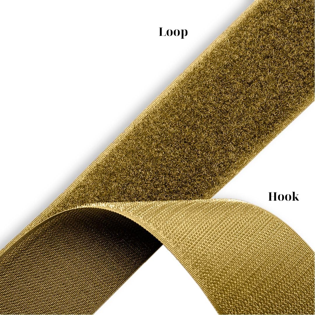 Coyote Tan Hook and Loop Tape 1,5 Inch Wide Sew On Non-Adhesive Nylon Strip 1 Yard Lendth Interlocking Roll Heavy Duty Fastener Tape Ideal for Uniform Bags Shoes Clothes Home Office School Craft DIY