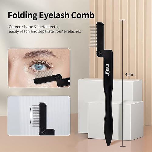 Miniatura 4 de MSQ Cepillo de cejas y peine plegable para pestañas, separador de pestañas, peine de cejas y brocha de bobina, pinceles de rímel profesional, juego