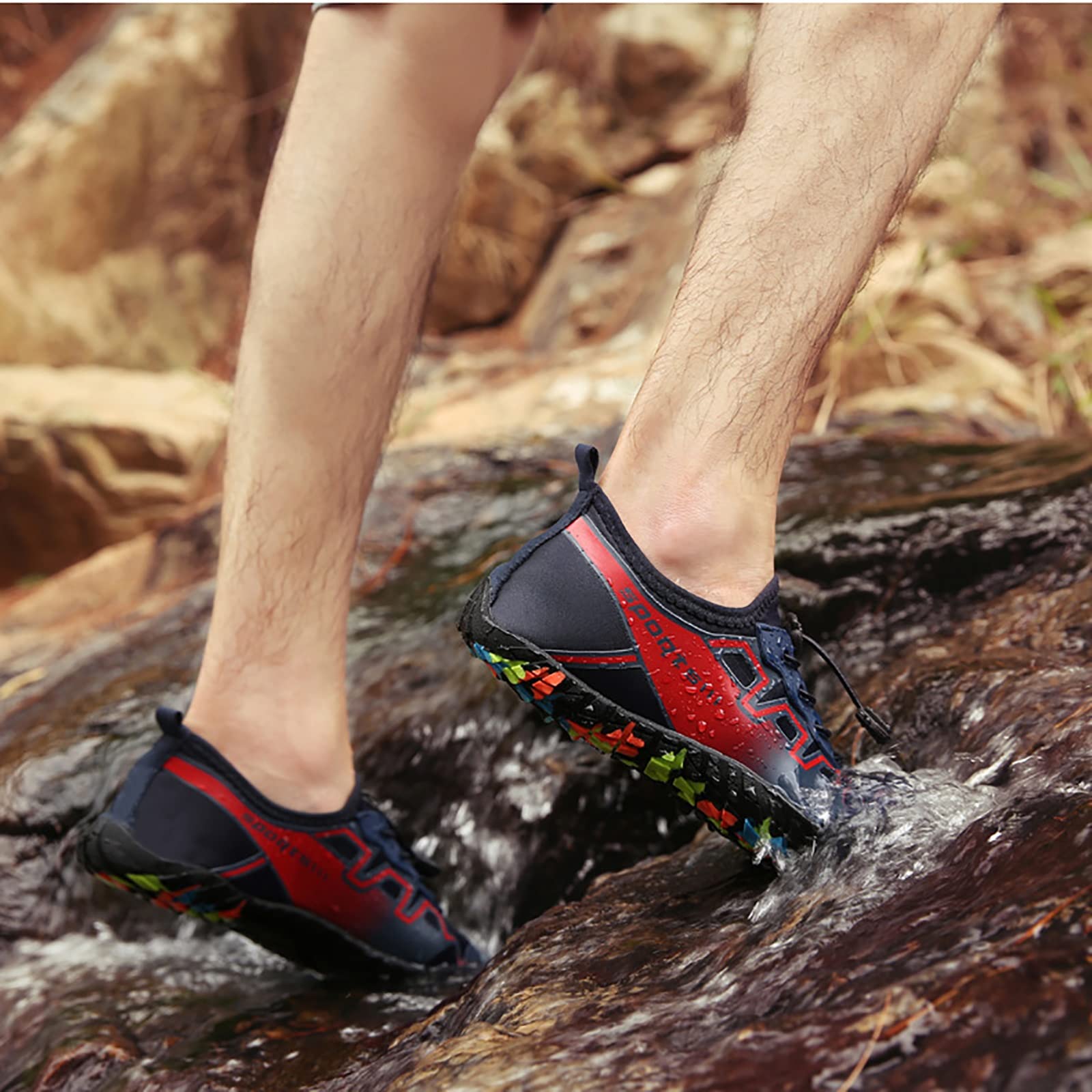 Unisex sportowe buty turystyczne do wody, oddychające wysokie elastyczne wsuwane szybkie suche antypoślizgowe buty do sportów wodnych boso, do wędkowania Surfing nurkowanie buty plażowe(Green,36 EU)