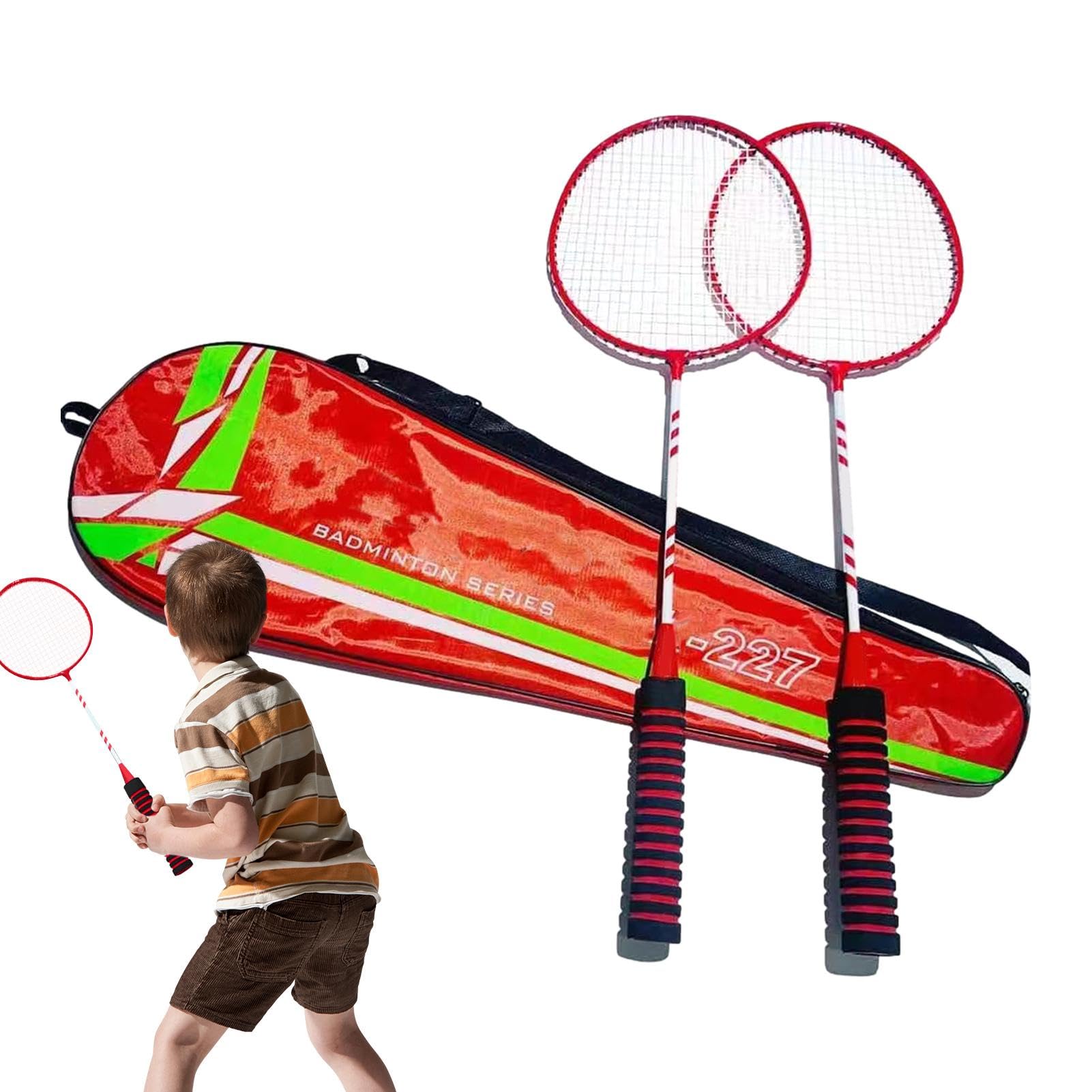 Set da badminton, racchette da badminton di ricambio per 2 giocatori, racchette elastiche e antiscivolo, attrezzatura da badminton per spiaggia, giardino, giochi di famiglia
