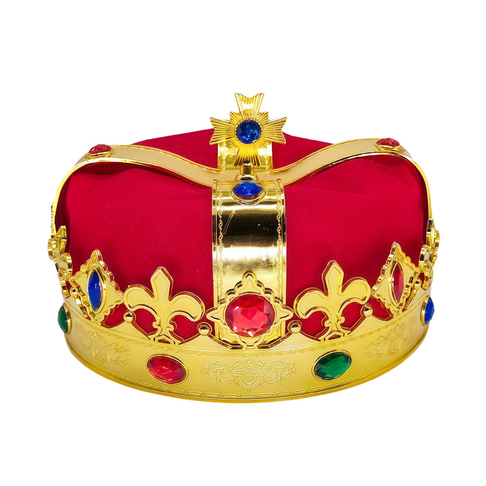 HPMAISON King Crown Hat Headwear Halloween Carnival Headdress Fancy Dress Cosplay Costume Accessories Queen Tiara Royal Prince with Rhinestone