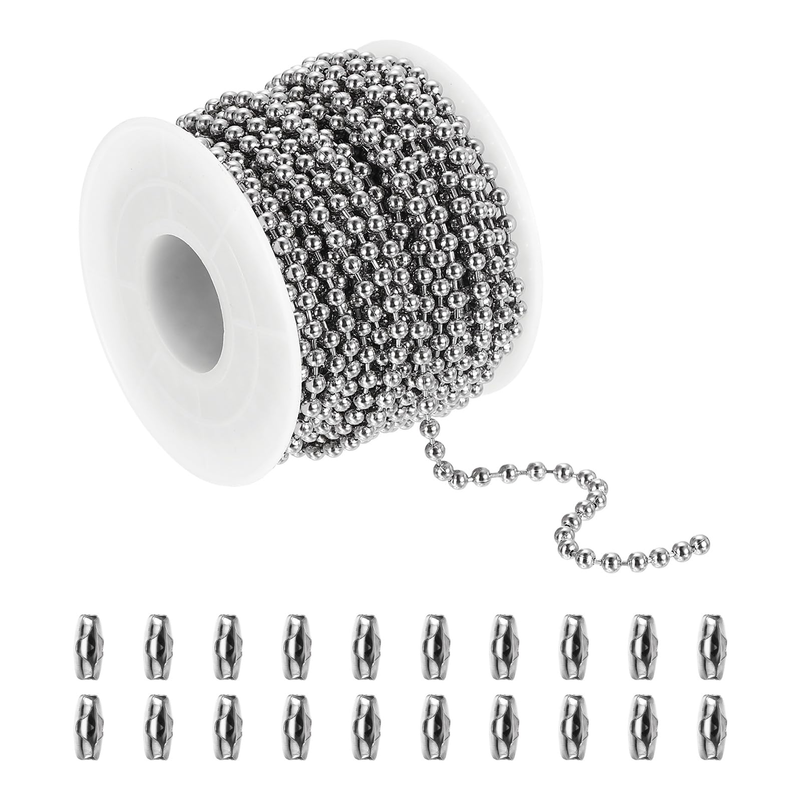 Chaîne à billes 3 mm de 10,1 m en acier inoxydable avec 20 connecteurs PATIKIL pour suspension