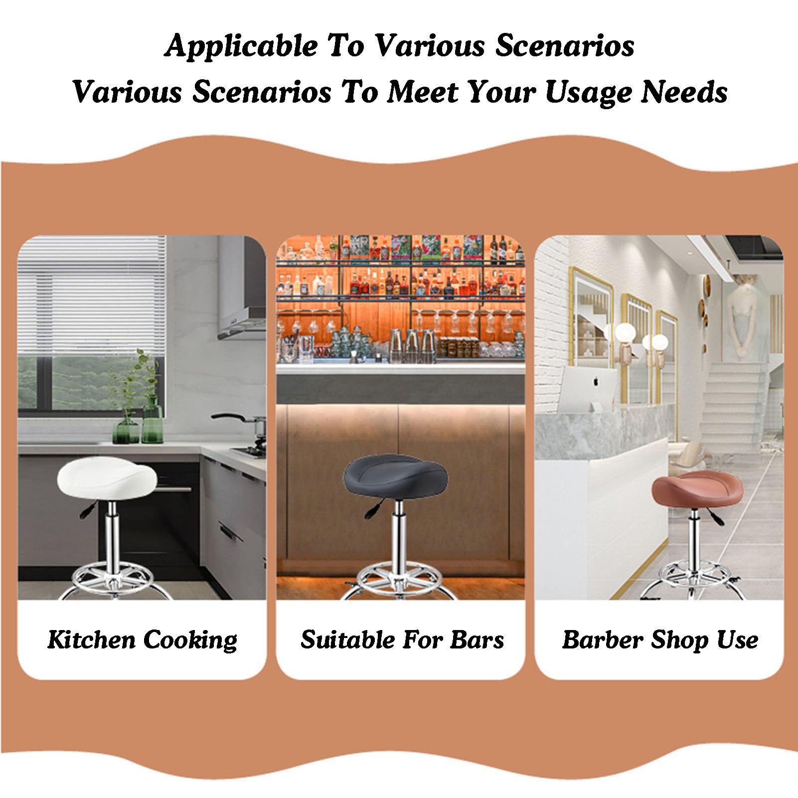 Taburete ergonómico con ruedas, silla giratoria ajustable en altura, resistente para oficina, laboratorio, salón