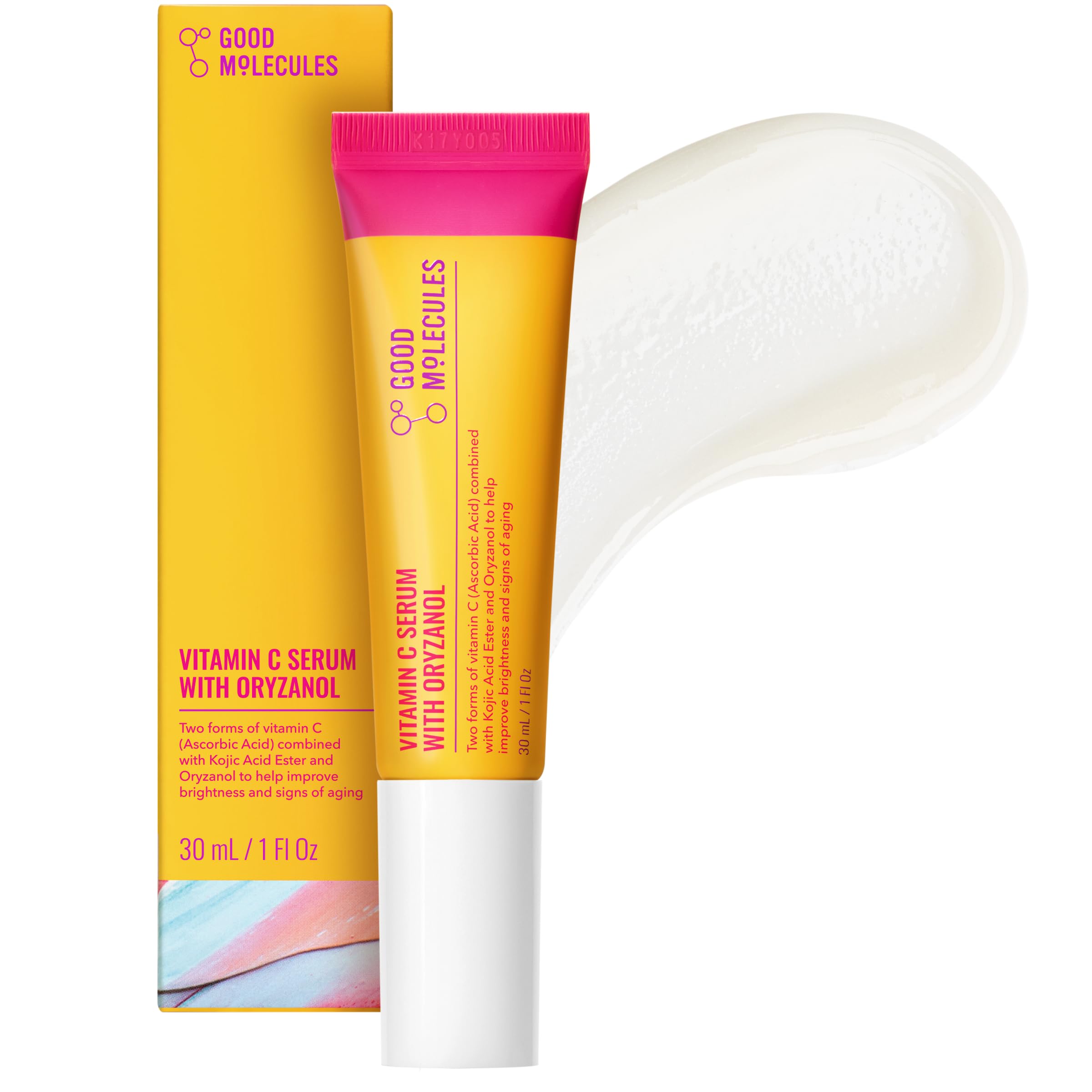 Good Molecules Vitamin C Serum with Oryzanol - Facial Serum for Firm, Youthful, Even Skin Tone - Collagen Production, Anti-Aging, and Skin Repair