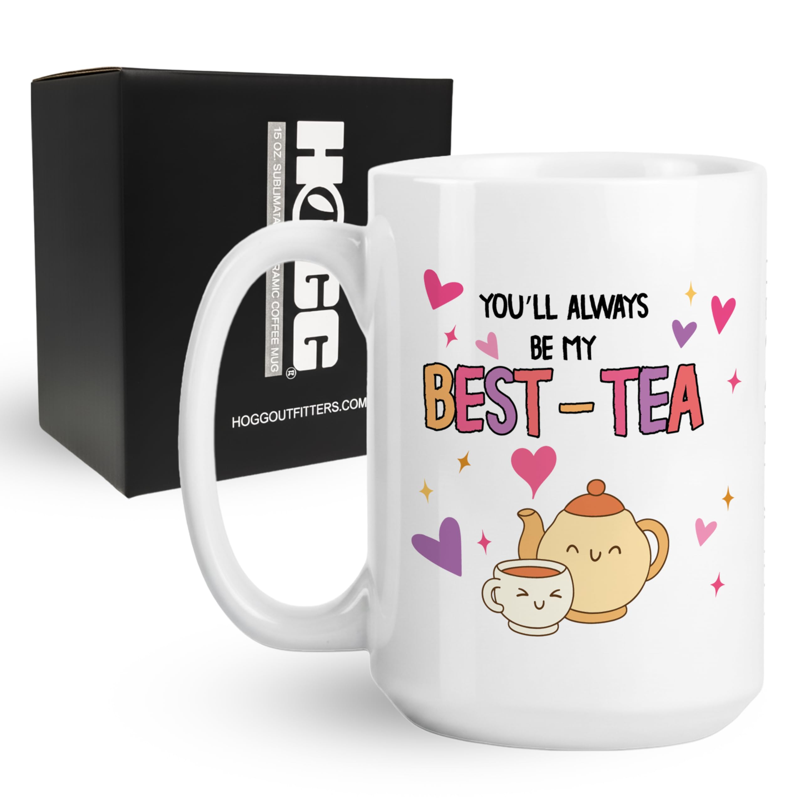 You'll Always Be My Best Tea Mug, 15 oz Ceramic Bestie Cups for Women, Best Friend Mug, Valentines Day Gifts for BFFs, BFF Gifts for Girls, You'll Always Be My Best-Tea