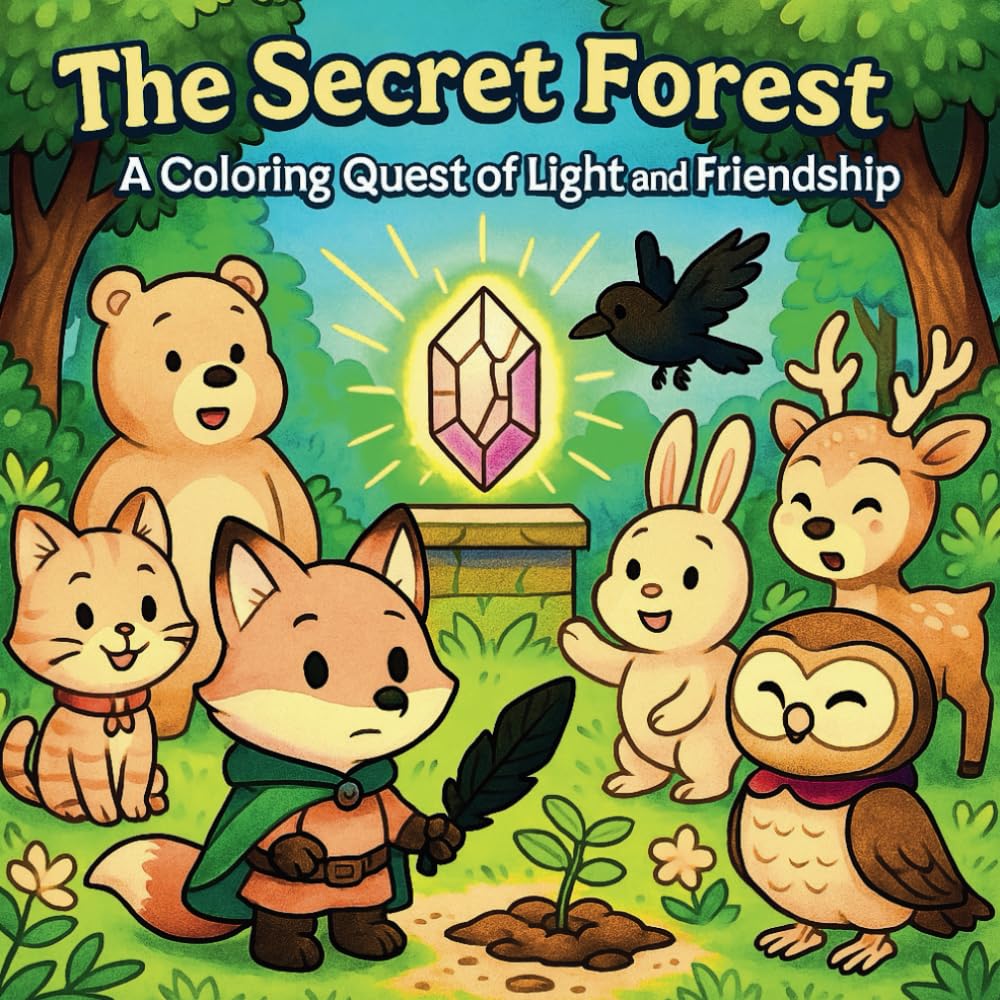 Fun & Cute Kawaii Coloring Book : The Secret Forest: A Coloring Quest of Light and Friendship